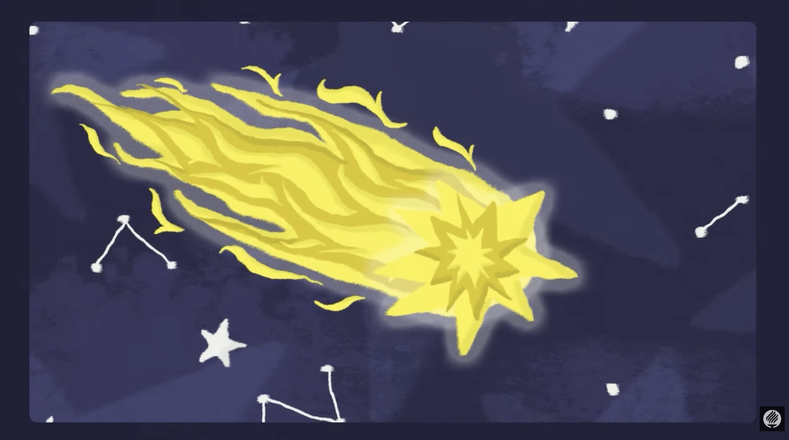 Illustration of a shooting star over a night sky